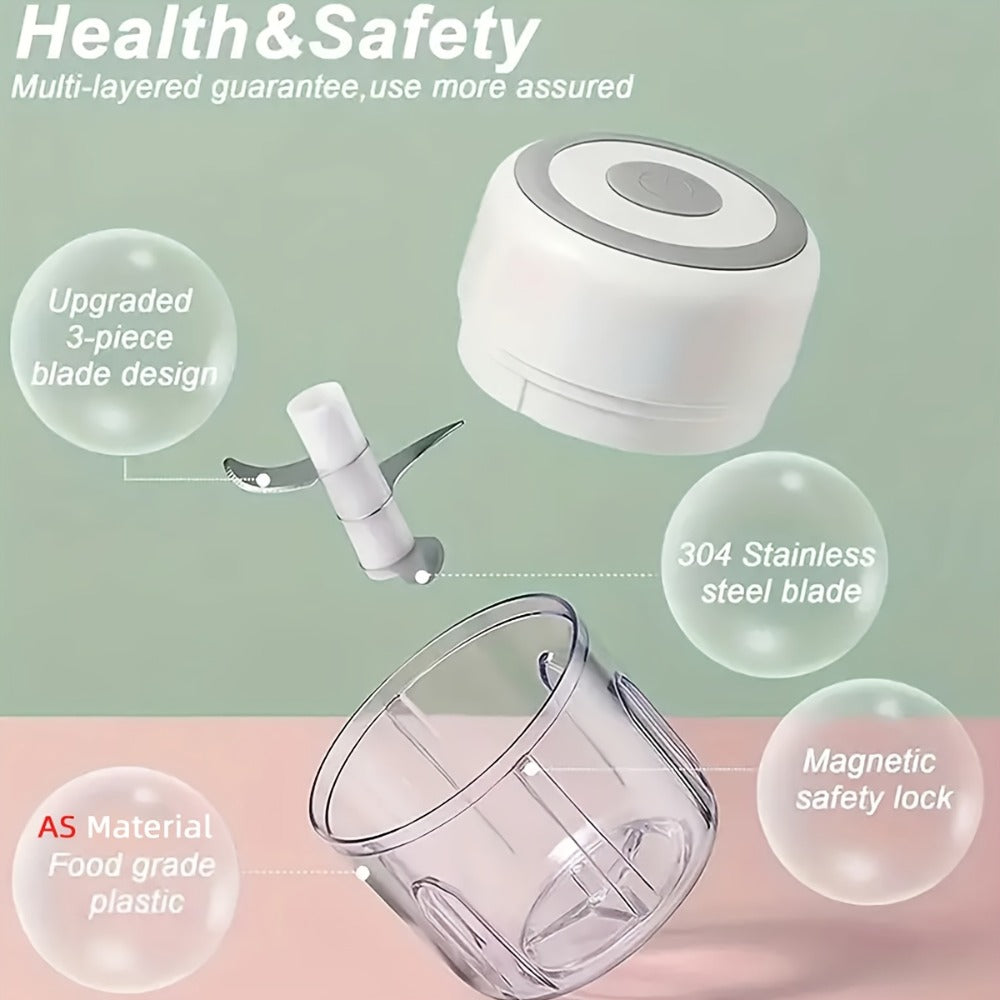 Mini Electric Garlic Chopper USB Rechargeable - Electric Food Chopper & Masher, Portable Garlic Crusher for Meat
