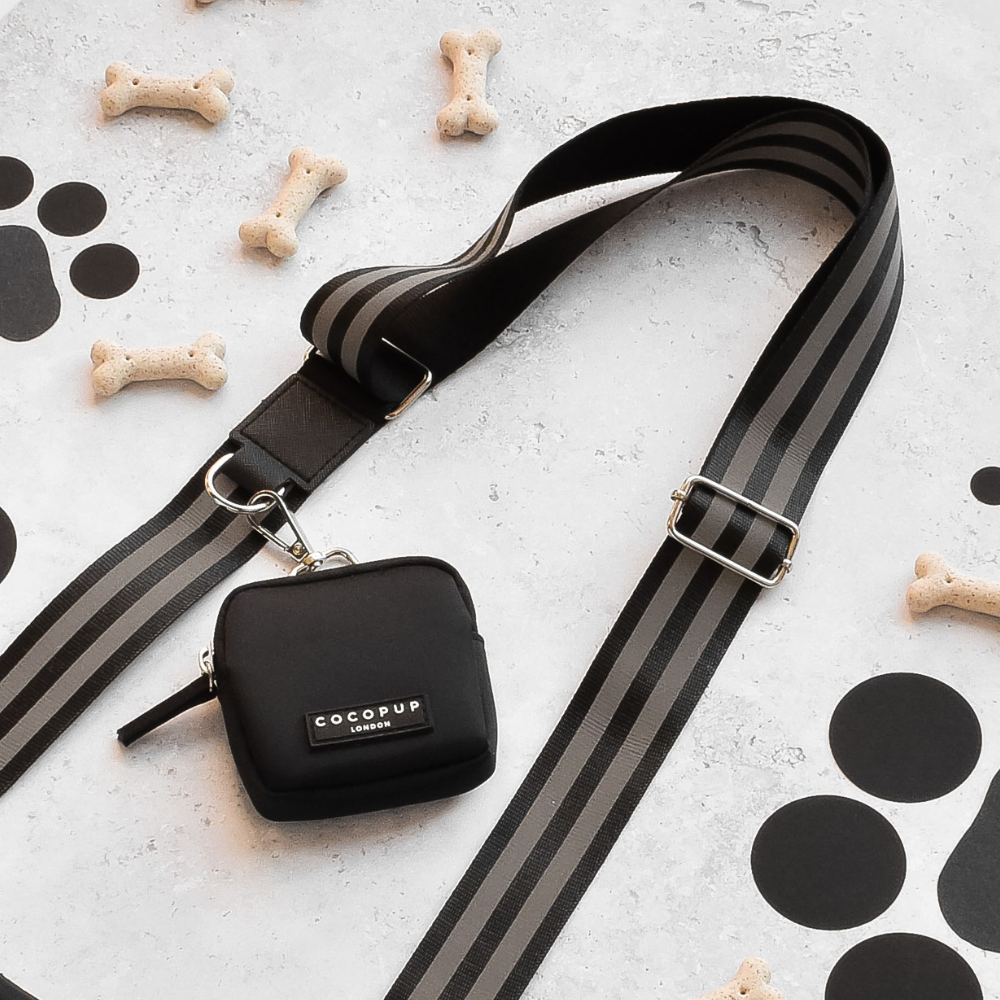 Dog Walking Bag Set with Treat Pouch, Reflective Black