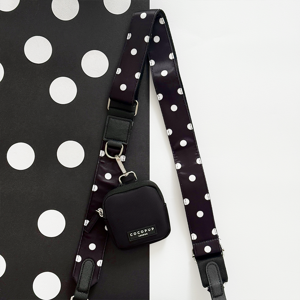 Dog Walking Bag Set with Treat Pouch, Satin Polka Dot