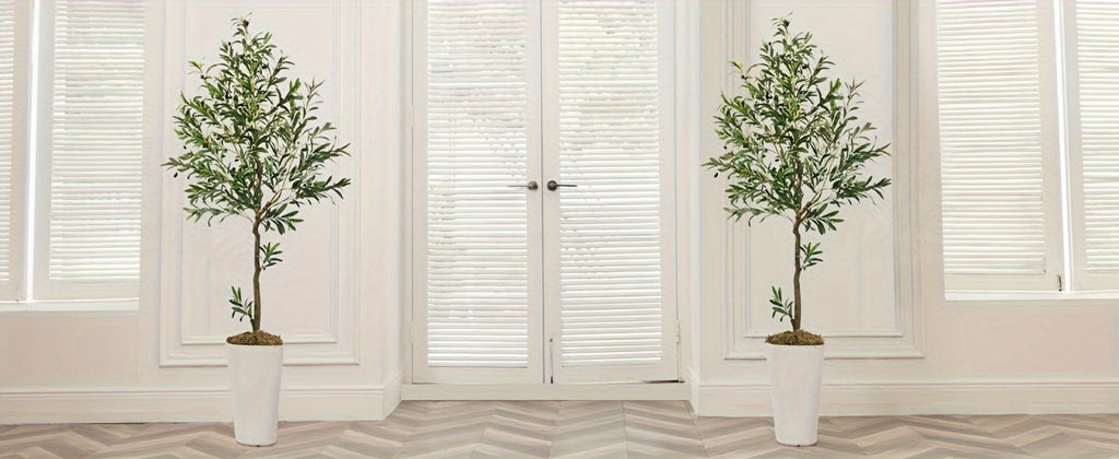 Artificial Olive Tree with Black or White Pot in 6 and 8 Foot Height Checkouts for Indoor Decor