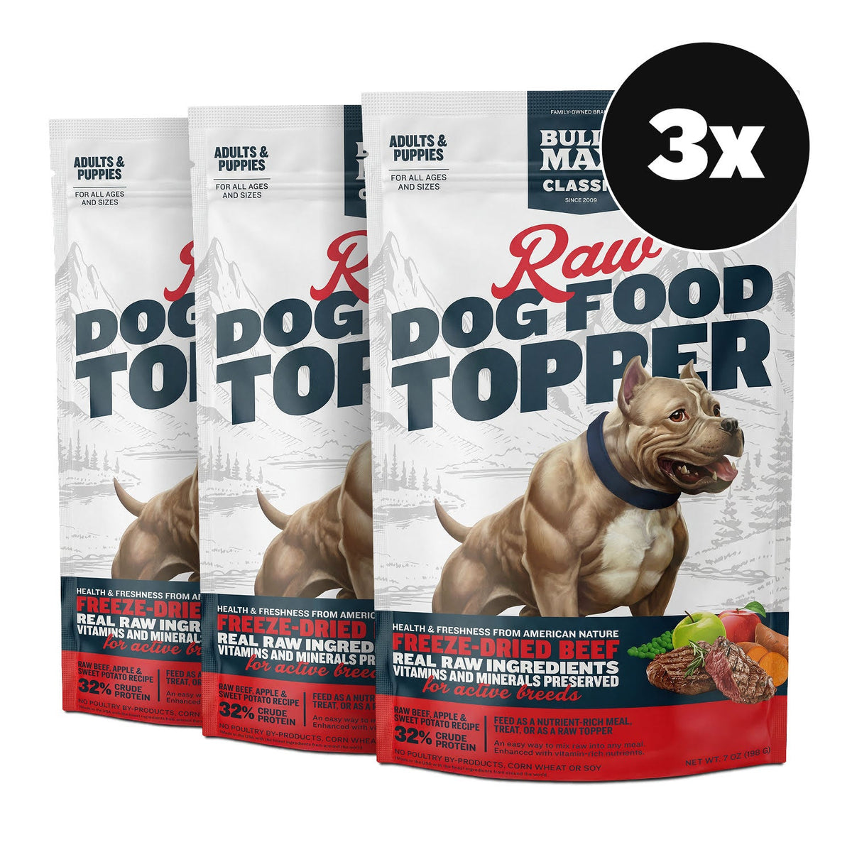 Freeze Dried Beef Dog Food Topper, 3 Bags