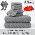 Towel Set 4 or 8 Piece Microfiber Collection with Hair-Drying Cap Options in Four Colors for Home and Guest Use