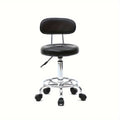 Cushioned Salon Stool with Backrest & Adjustable Height 18.9"-22.8" – Round 360° Swivel Chair for Hair Salon Spa Barbershop Office Home