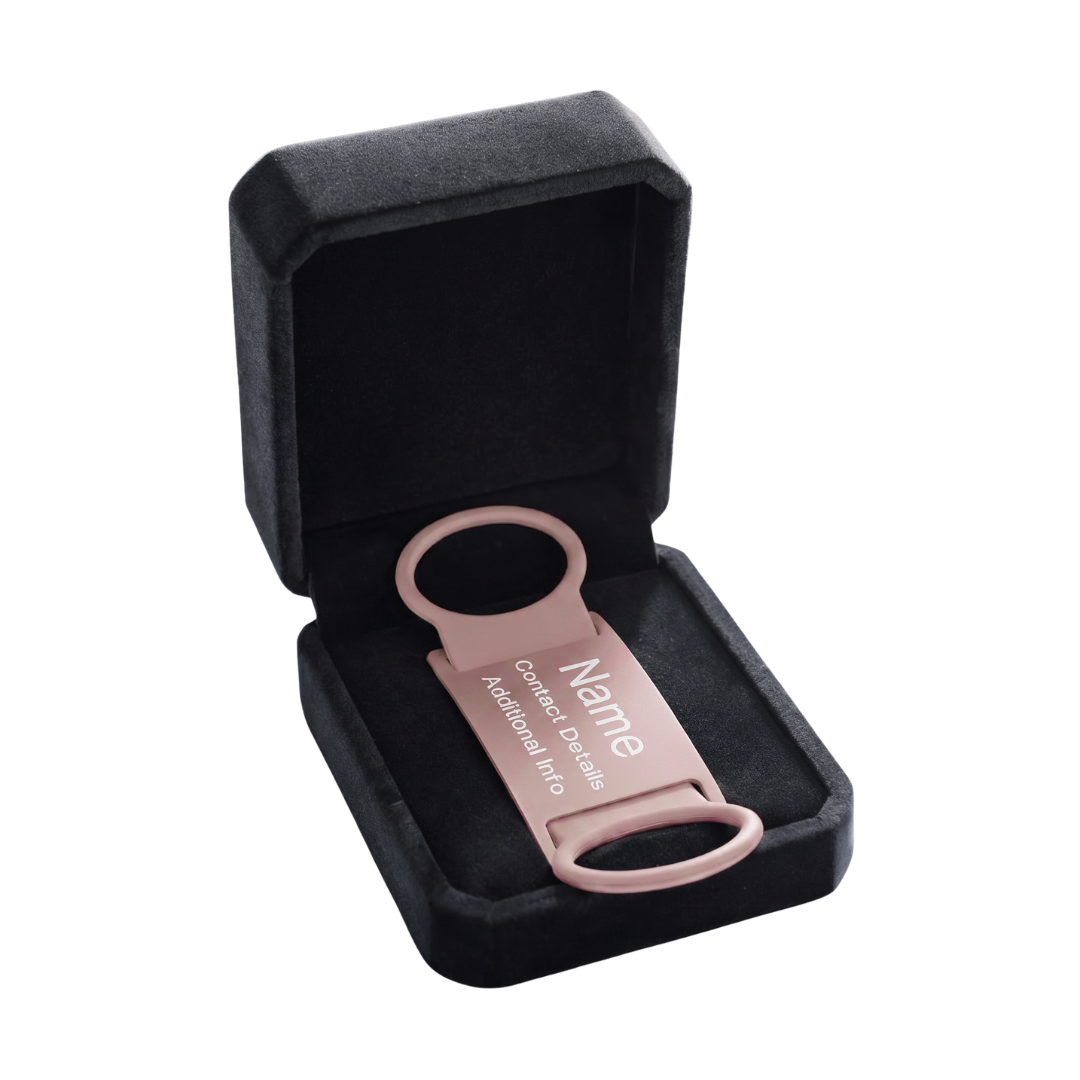 Dog ID Attachment Tag, Pink / MEDIUM: Fits collars/leads/harnesses that are up to 45mm wide.