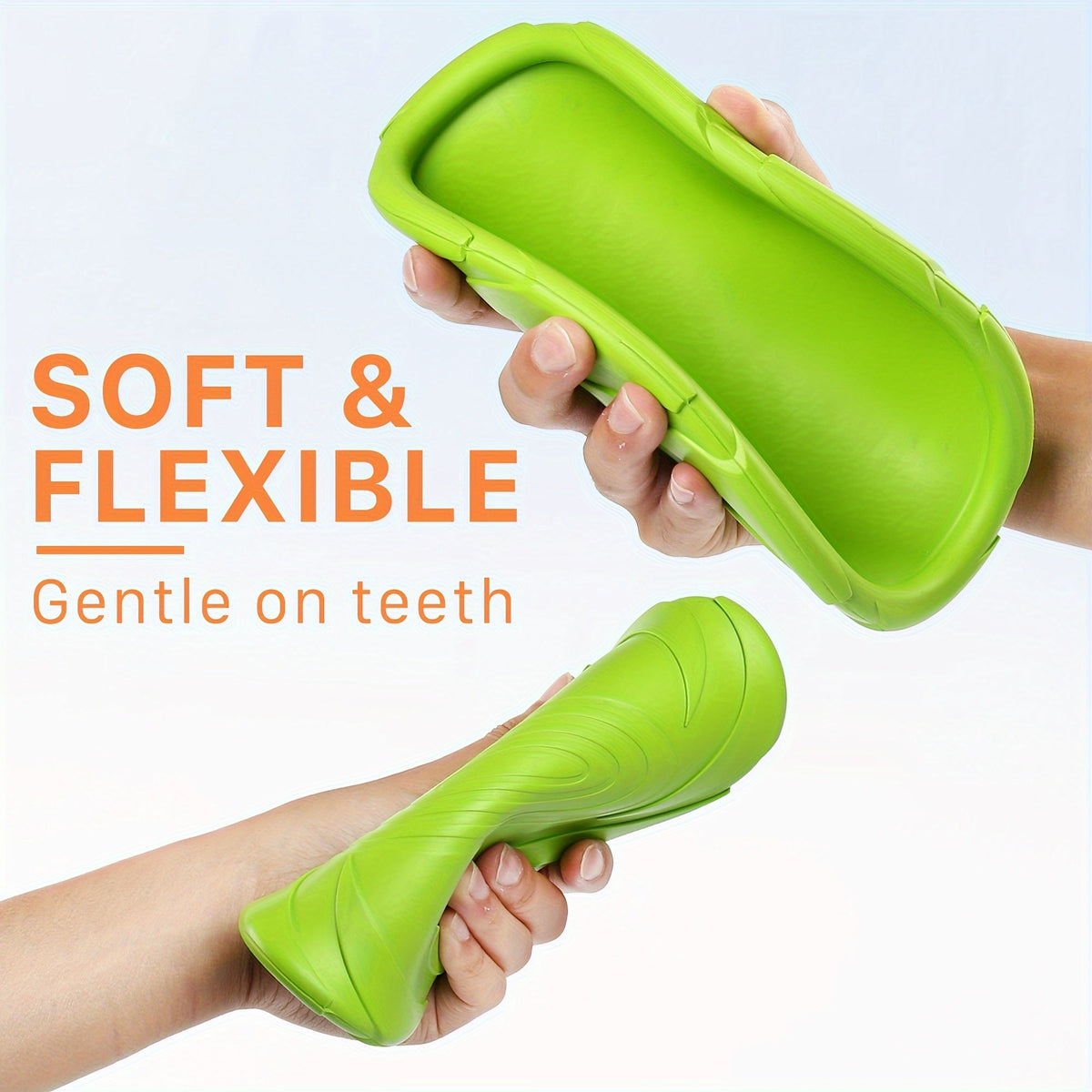 Dog Toys Two-Pack Floating Natural Rubber Flying Discs in Green and Orange for Fetch and Water Play