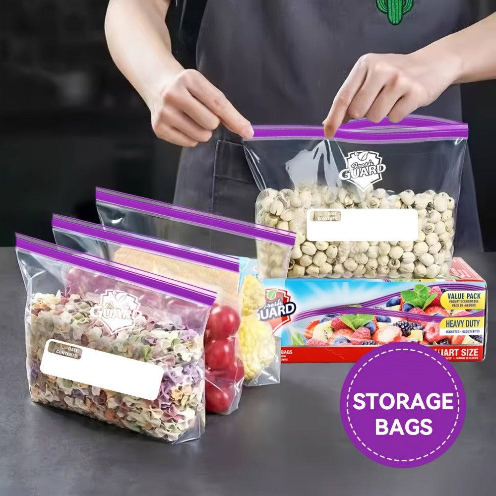 Freezer Storage Bags Resealable, Sturdy Bulk Food Storage Bags with Easy-Open Tabs for Freezer & Refrigerator