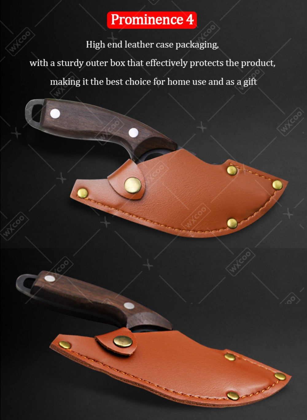Kitchen Chef Knife Set 3 Piece Stainless Steel - Sharp Boning Knife, Utility Knife & BBQ Knife with Hammered Blade