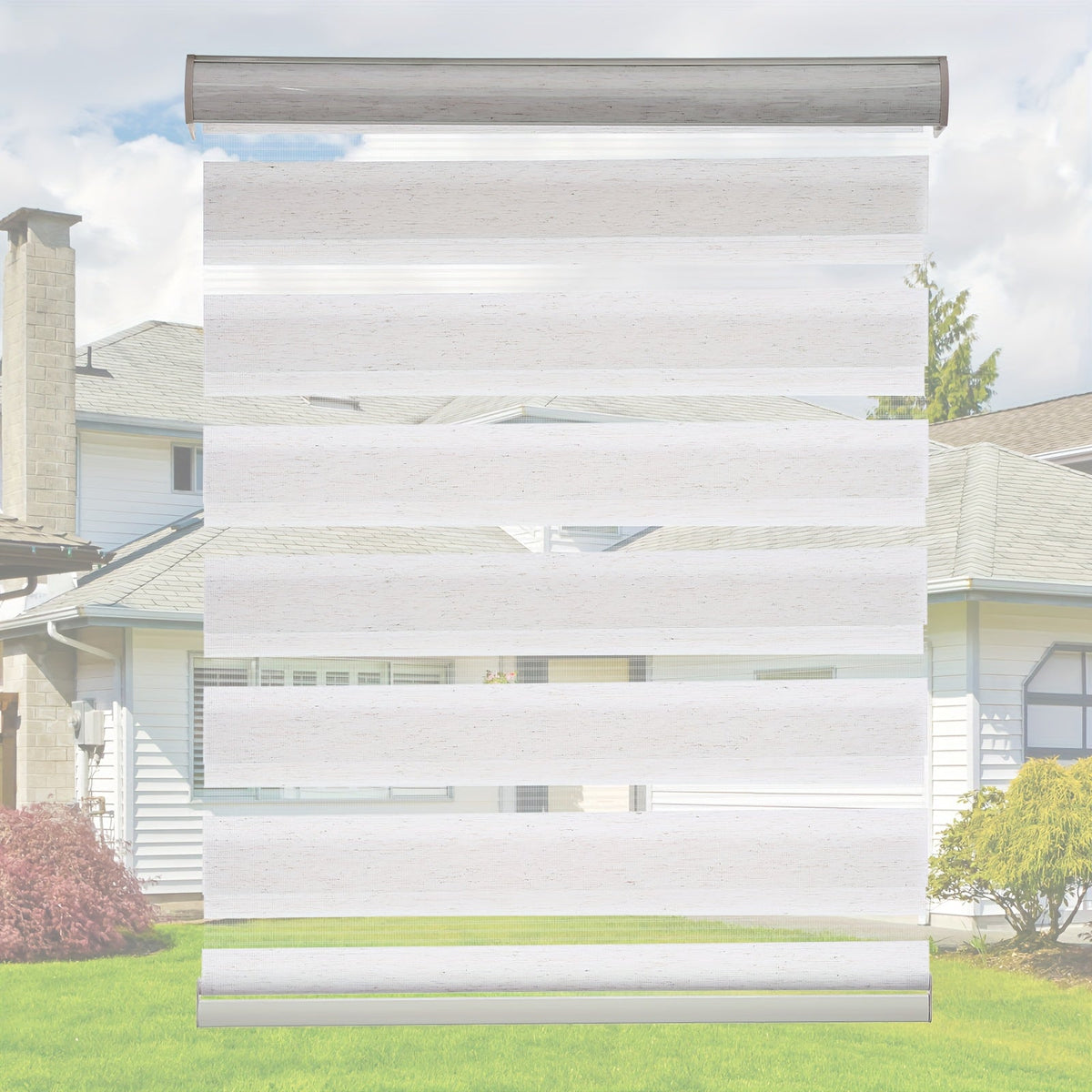Cordless Zebra Blinds Double Layer Light Control Window Shades for Bedroom Living Room Office Easy Install Multiple Sizes