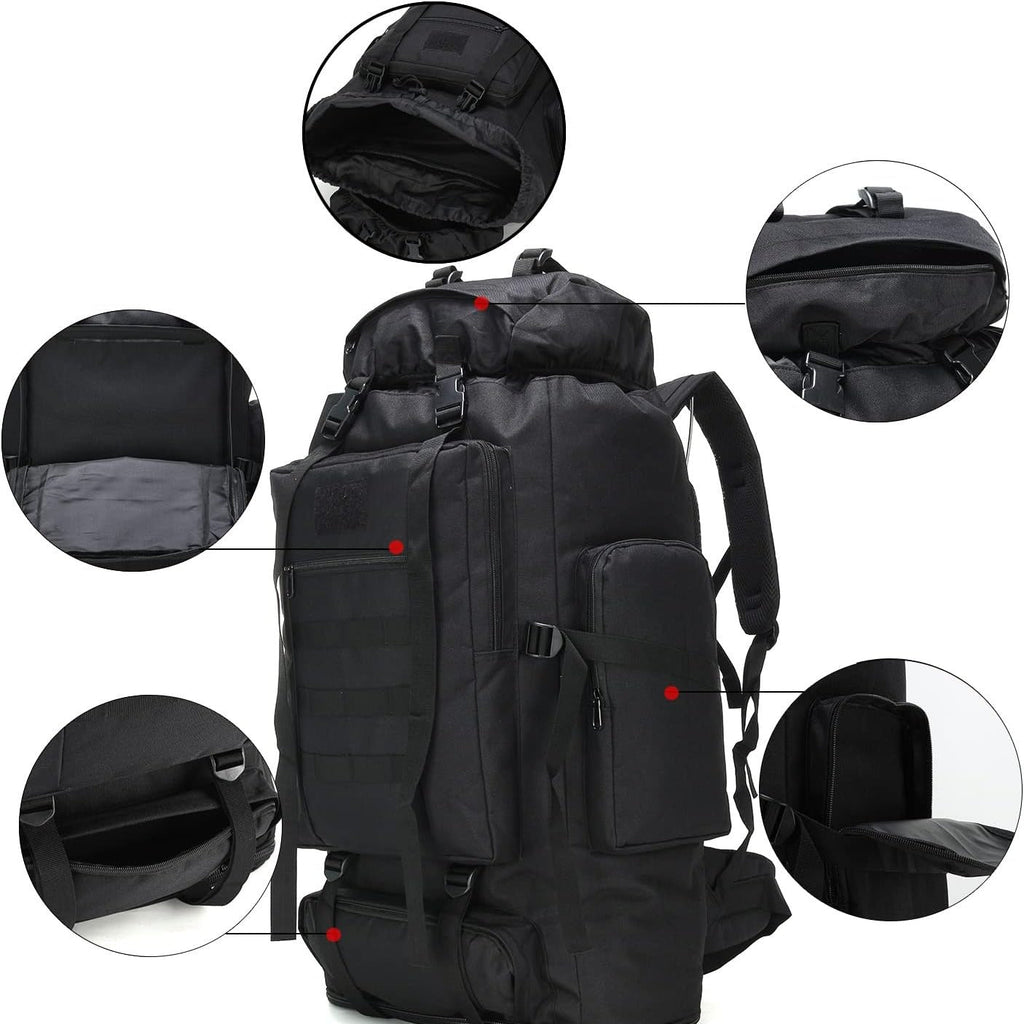 Large Capacity Expandable Outdoor Backpack 26-42 Gal – Soft Shell Geometric Pattern Hiking Rucksack for Camping