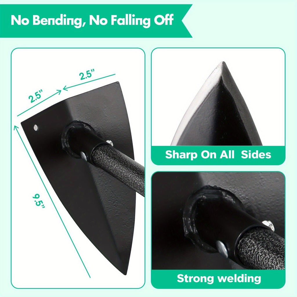 Garden Hoe Triangle Carbon Steel with Adjustable 15-72 Inch Long Handle, Sharp Triangular Blade for Weeding