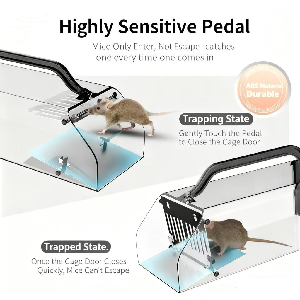 Mouse Trap Live Catch – Transparent Continuous Capture Rodent Trap for Indoor Home, Kitchen, Garage & Outdoor Use