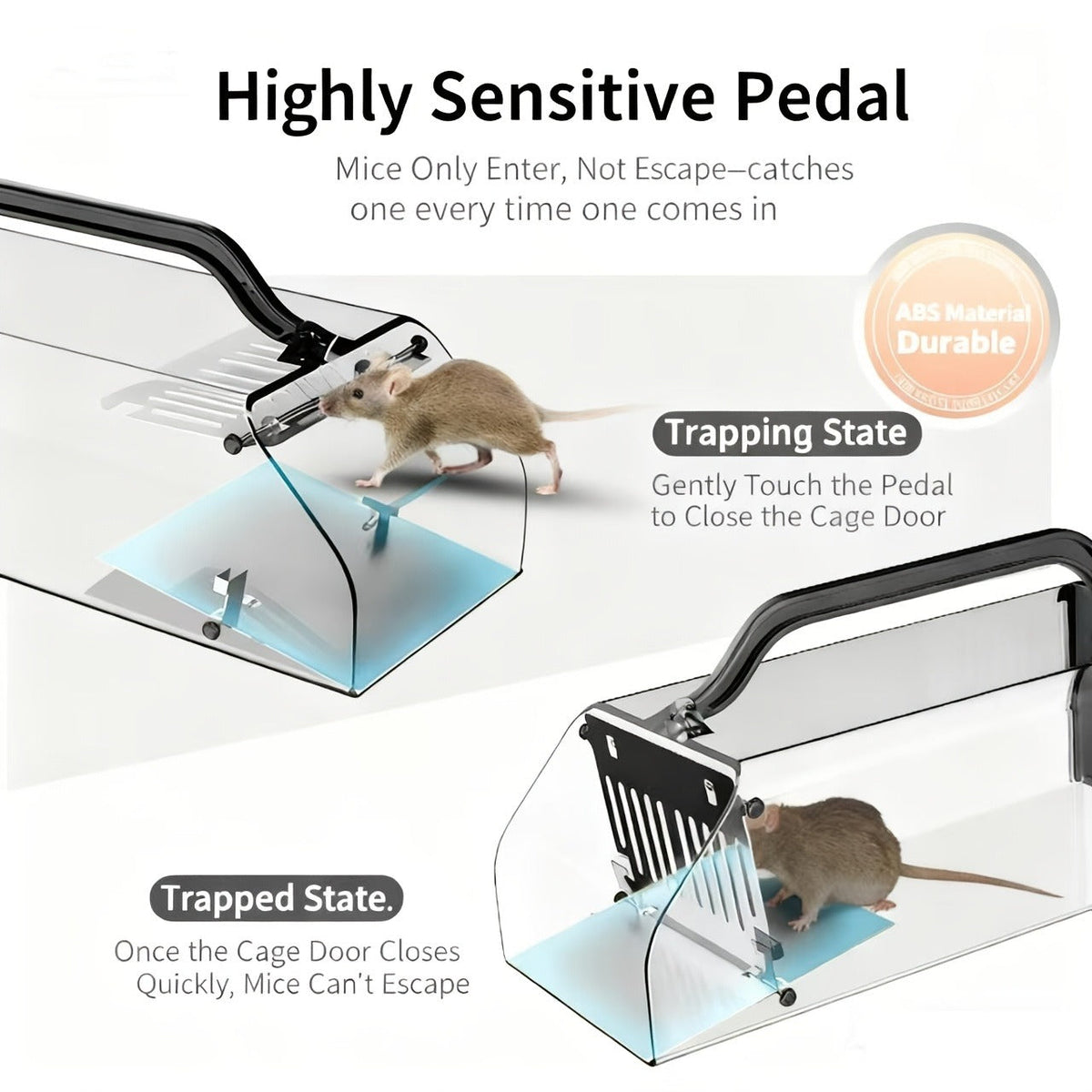 Mouse Trap Live Catch – Transparent Continuous Capture Rodent Trap for Indoor Home, Kitchen, Garage & Outdoor Use