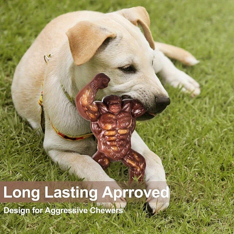 Textured Flexing Figure Dog Chew Toy in Brown, Approx. 6.77 Inches Tall for Medium or Large Dogs