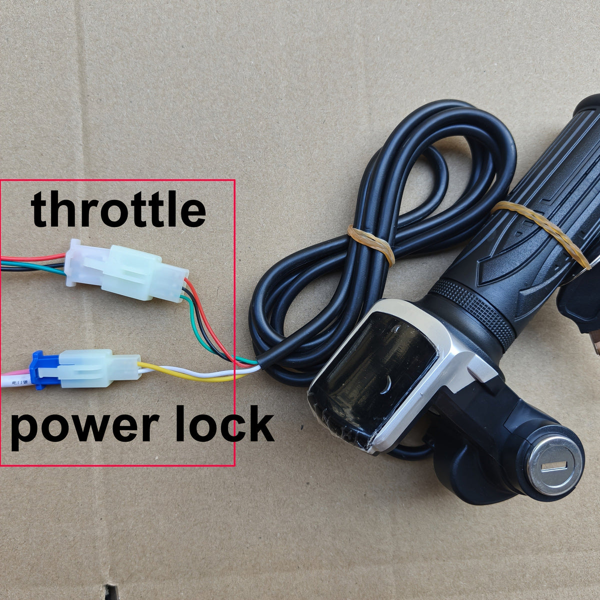 Electric Bike Scooter Key Throttle Grip Handle with LCD Display | 24V 48V Compatible | E-Bike Twist Throttle with Power Lock Wiring