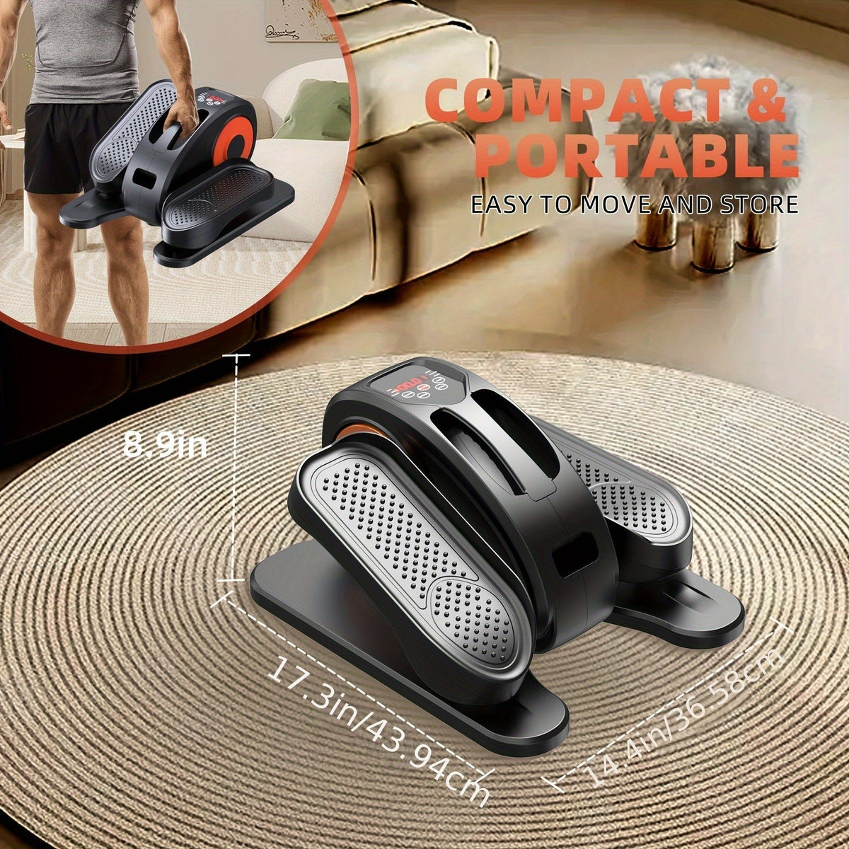 Under Desk Elliptical Machine Fully Assembled Quiet Portable Seated Pedal Exerciser with Remote Control 12 Adjustable Speeds for Home Office