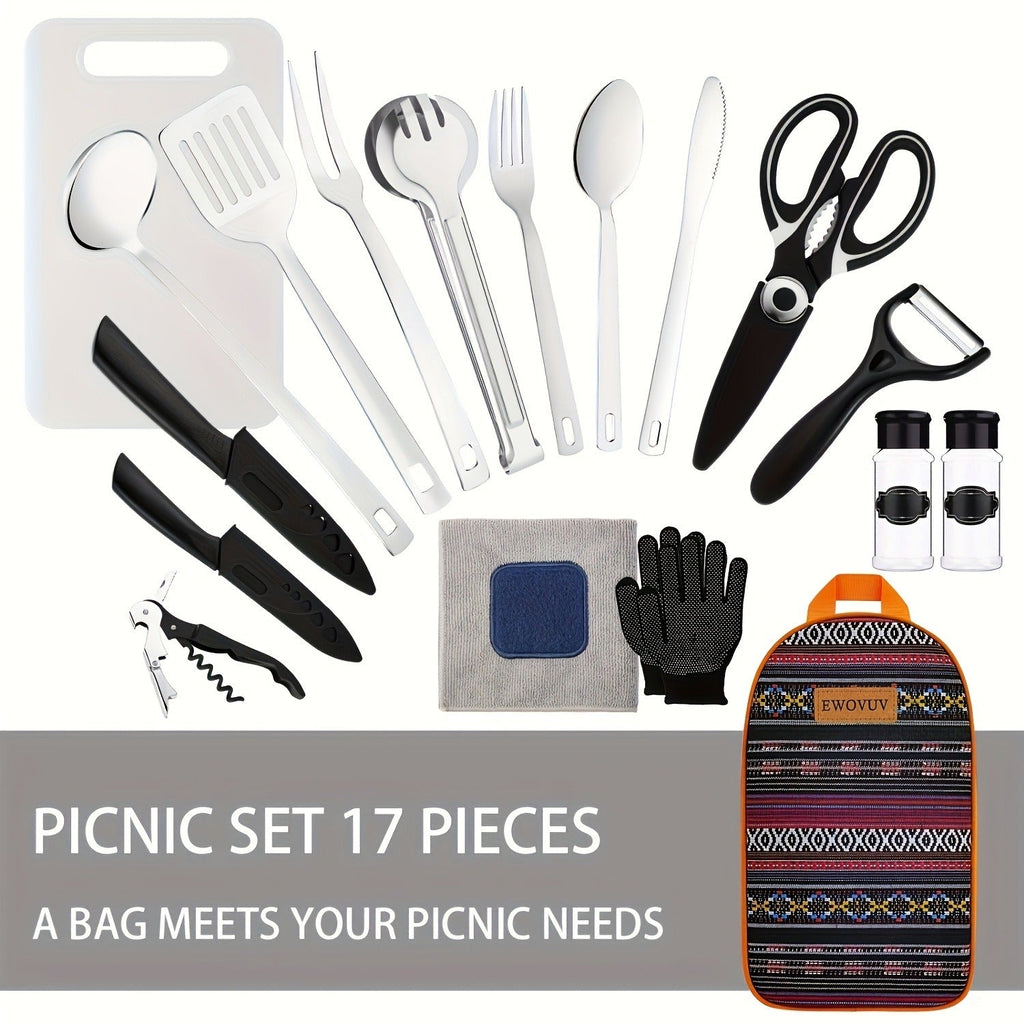 Camping Cookware Set Outdoor Kitchen Cooking Kit – Essential Camp Gear for Barbecue, Meal Prep & Outdoor Cooking at Campsites & Parks