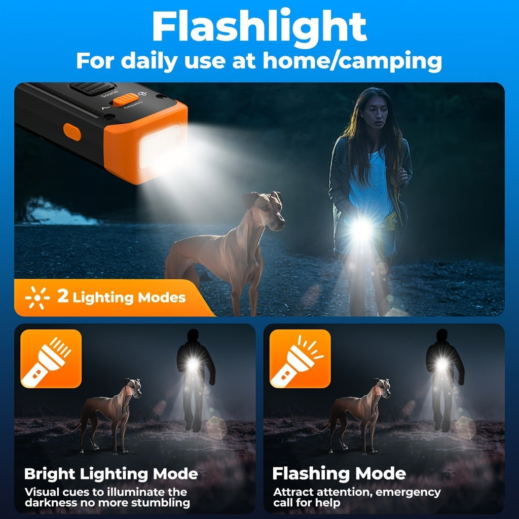 Rechargeable Handheld Ultrasonic Dog Training Aid with Dual Emitters, LED Light and Wrist Strap