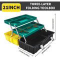 Portable Toolbox Organizer with Tray & Dividers – 17/21 Inch Heavy-Duty 3-Layer Folding Tool Storage Box for Home, Garage & Workshop