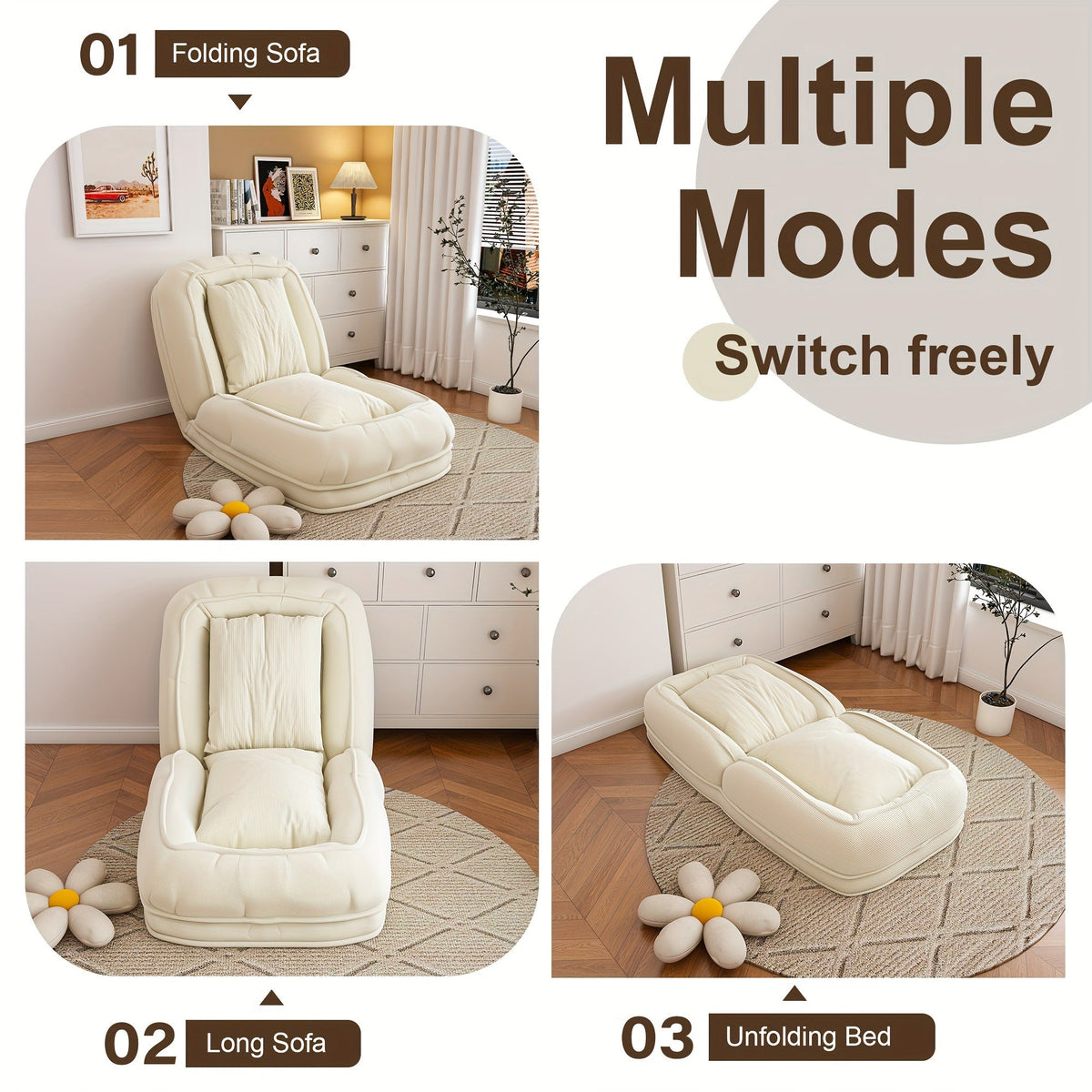 Human Dog Bed for Adults & Pets – Foldable Lazy Sofa Bed with 5 Adjustable Positions, High-Resilience Sponge, Breathable Corduroy