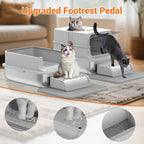 TEKEPL 68L Cat Litter Box with Stainless Steel Basin and Modular Enclosed, Semi-Open or Open Configuration