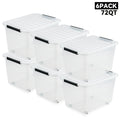 72QT or 97QT Stackable Storage Container Sets with Latching Lids in Clear, Pink/White or Gray/Yellow