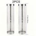 Rolling Grill Basket Stainless Steel 2-Pack, Cylinder BBQ Basket with Hook & Fork for Vegetables