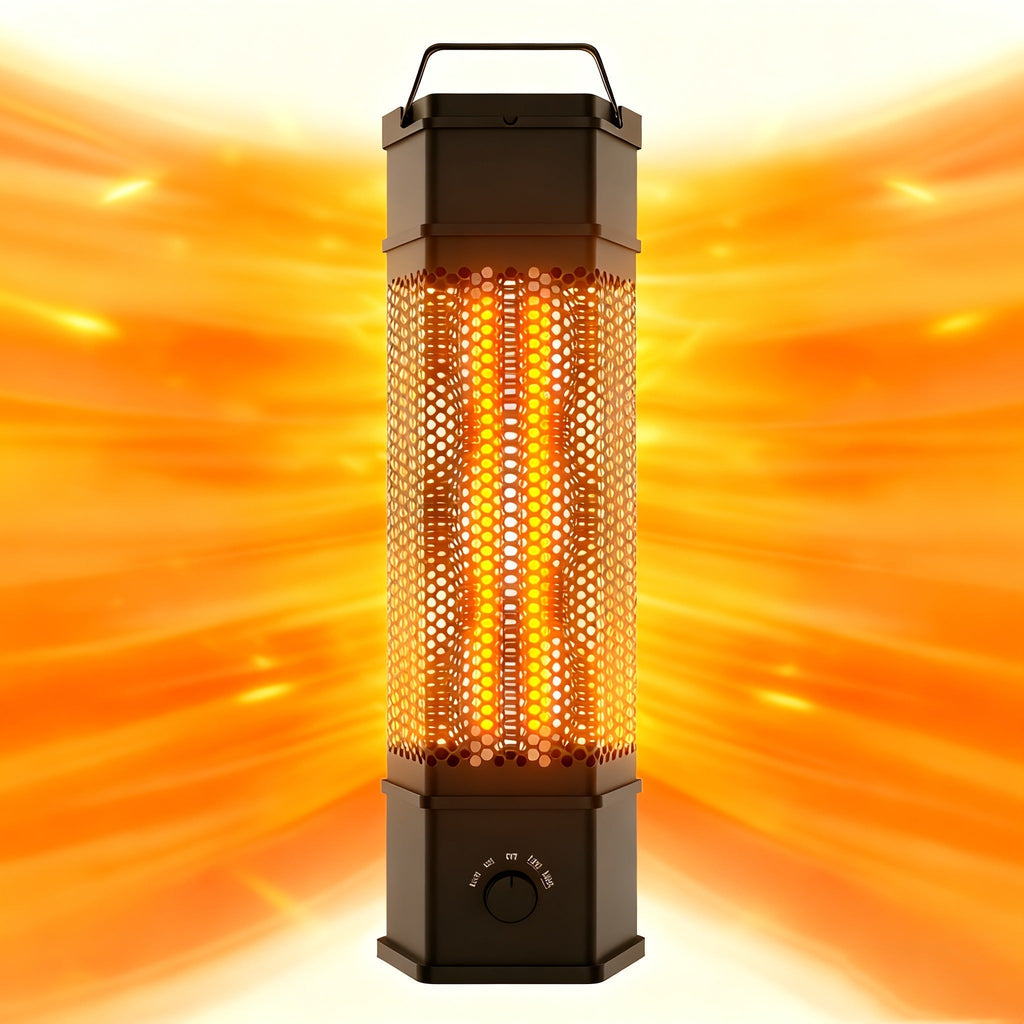 Electric Patio Heater 1400W 28", All-Around Radiant Heating with Tip-Over & Overheat Protection