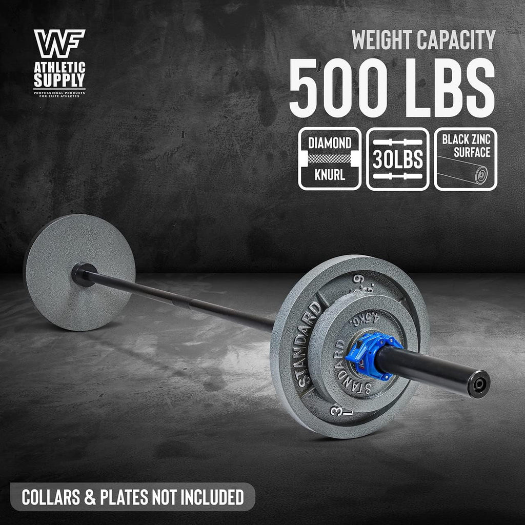 6FT Olympic Barbell Bar 2 Inch | 28mm Grip Shaft Cold Rolled Steel | 30lb Weightlifting Bar for Squat Deadlift Bench Press Powerlifting |