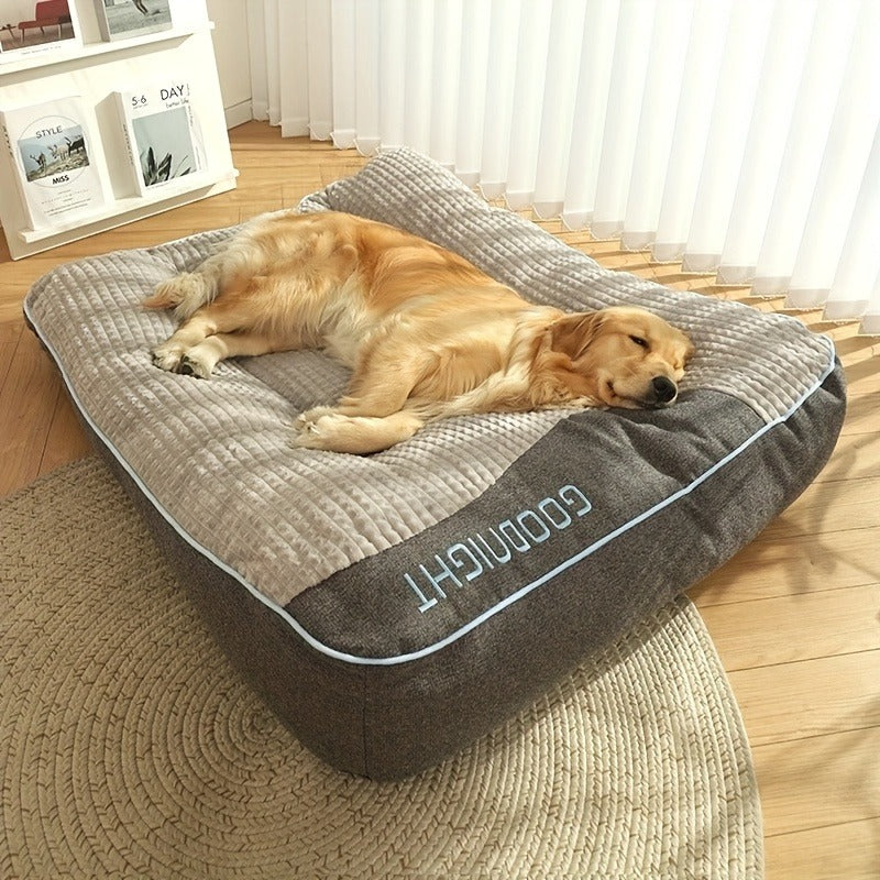 Thickened Dog Bed for Winter Warmth – Soft Polyester Fiber Fill, Collapse-Resistant, Machine Washable Cat & Dog Bed for Large Breeds