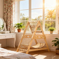 Cat Tree Triangle Cat Tower with Sisal Scratching Posts, Soft Hammock Bed & Hanging Feather Toys – Bamboo Stable Cat Climbing Tower