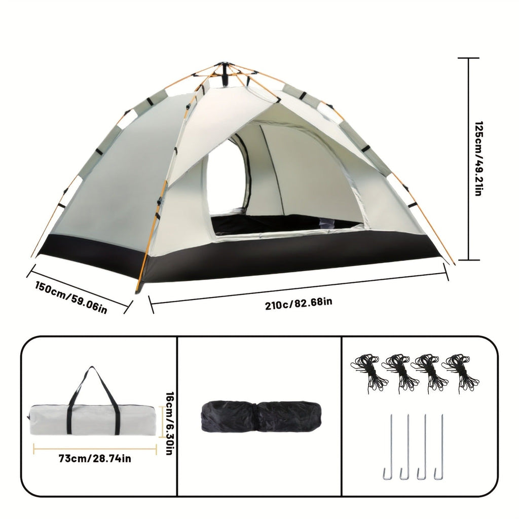 Camping Tent Cloud-Gray Pop-Up with Two Doors, Optional Mesh Windows and Two Source Dimensions