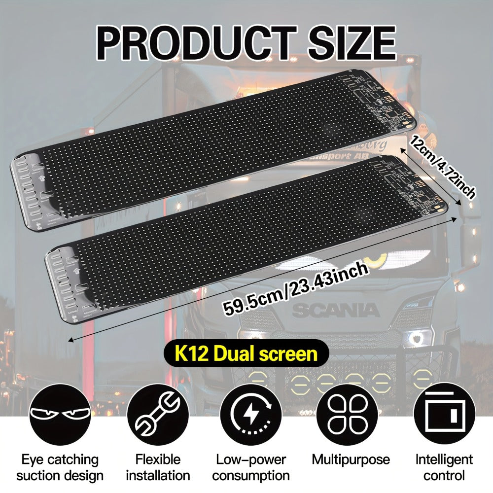 Car LED Light Panel USB Powered Smart Display, App Control, Eye-Shaped Design, Programmable LED Matrix Screen