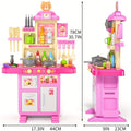 Pretend Play Kitchen Playset with Lights & Sounds, Interactive Toy Kitchen Accessories for Toddlers Ages 3+