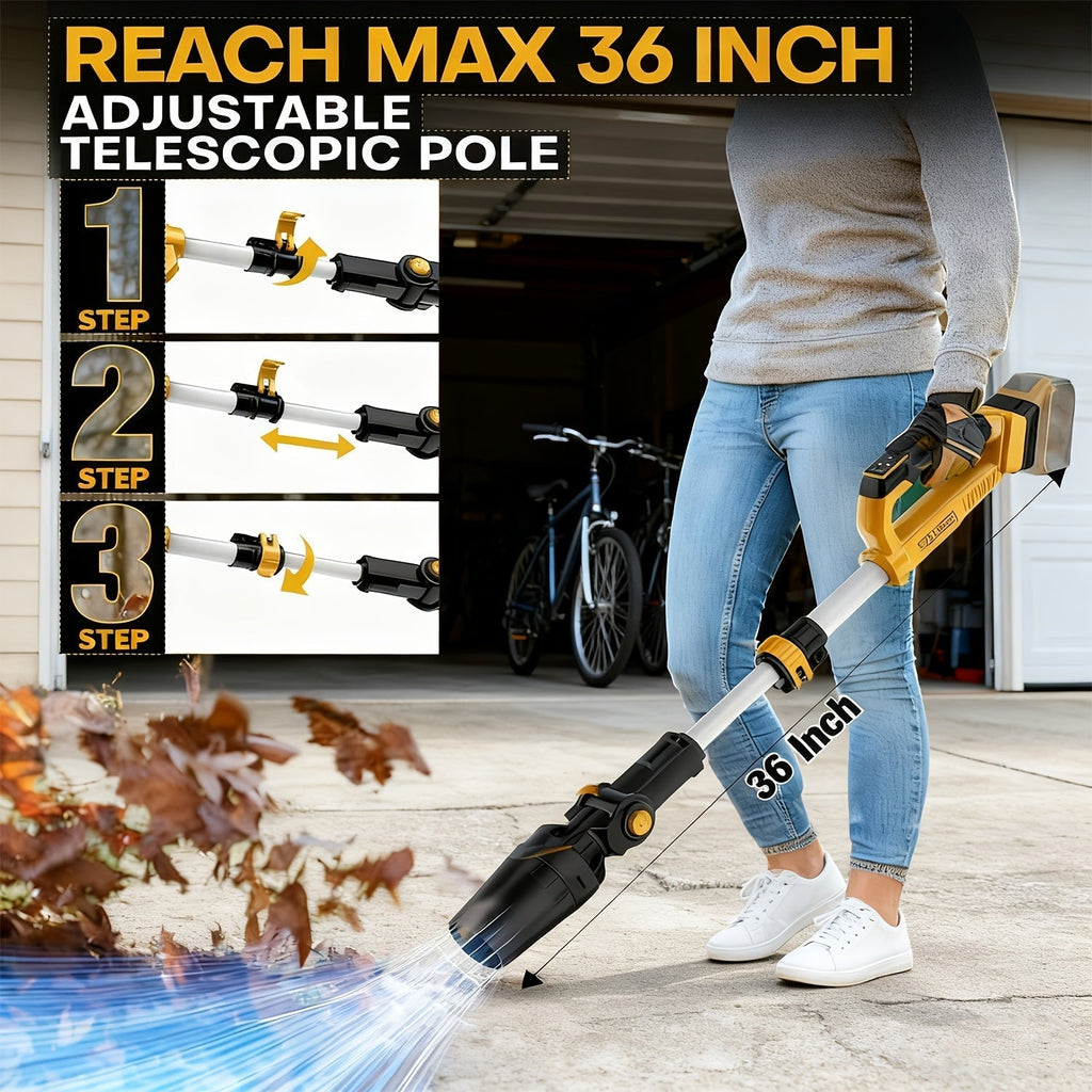 Cordless Leaf Blower Bare Tool for DeWalt 20V Max Battery Platform with Telescoping Tube and Adjustable Outlet