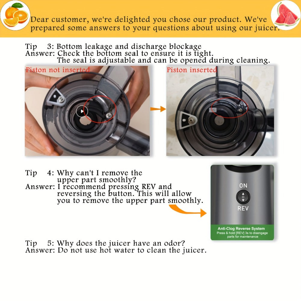 350W Vertical Slow Press Juicer with 50RPM Label, Double-Layer Filter and Black or Pink Color Options