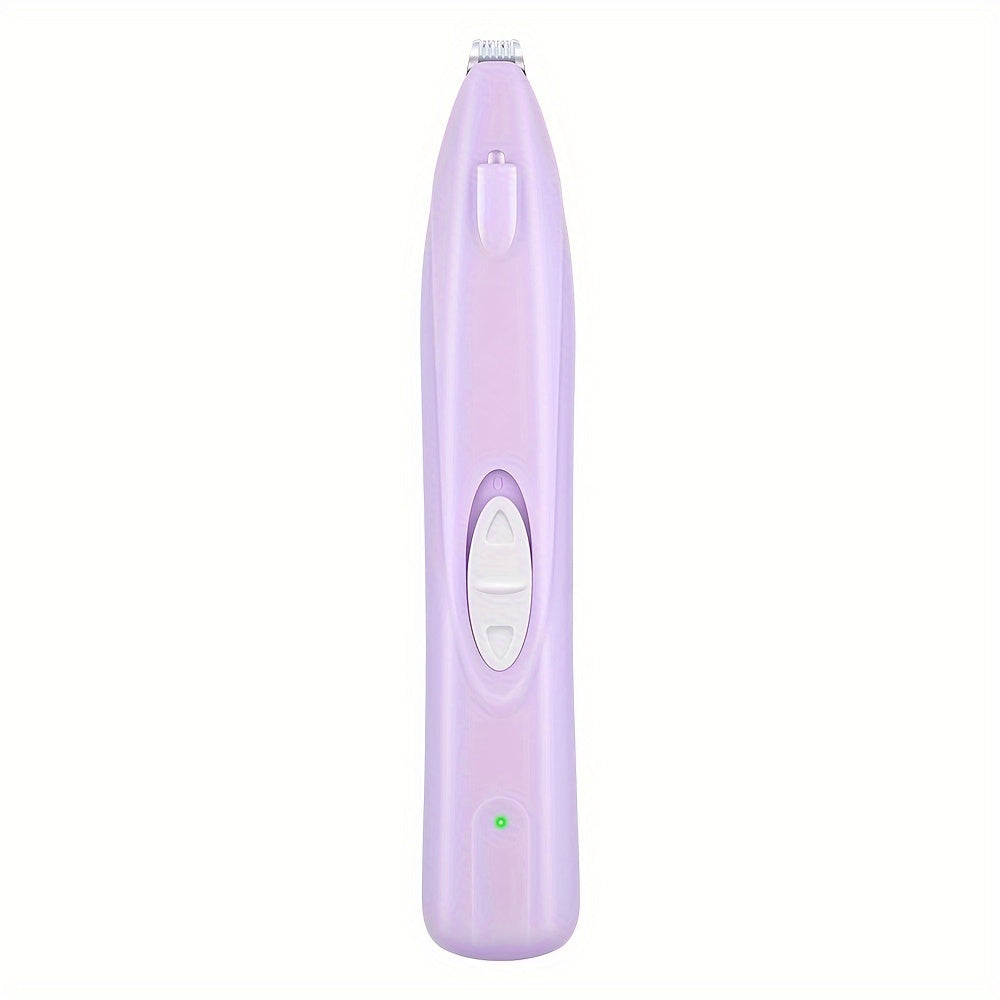 LED Dog Paw Trimmer with USB-Rechargeable Cordless Design, Spare Head Pieces and Purple or Green Finish