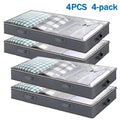 Storage Bag Set, 90L Under-Bed Organizers in 4- or 8-Pack Options with Clear Windows, Two-Way Zippers and Handles