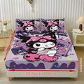 Sanrio Hello Kitty & Kuromi Bedding Set 3pcs, Fitted Sheet & Pillowcases, Polyester, Twin Full Queen King