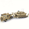 3482-Piece Tank Hauler Building Block Model with Tractor, Long Trailer, Tracked Vehicle and 628015 Code