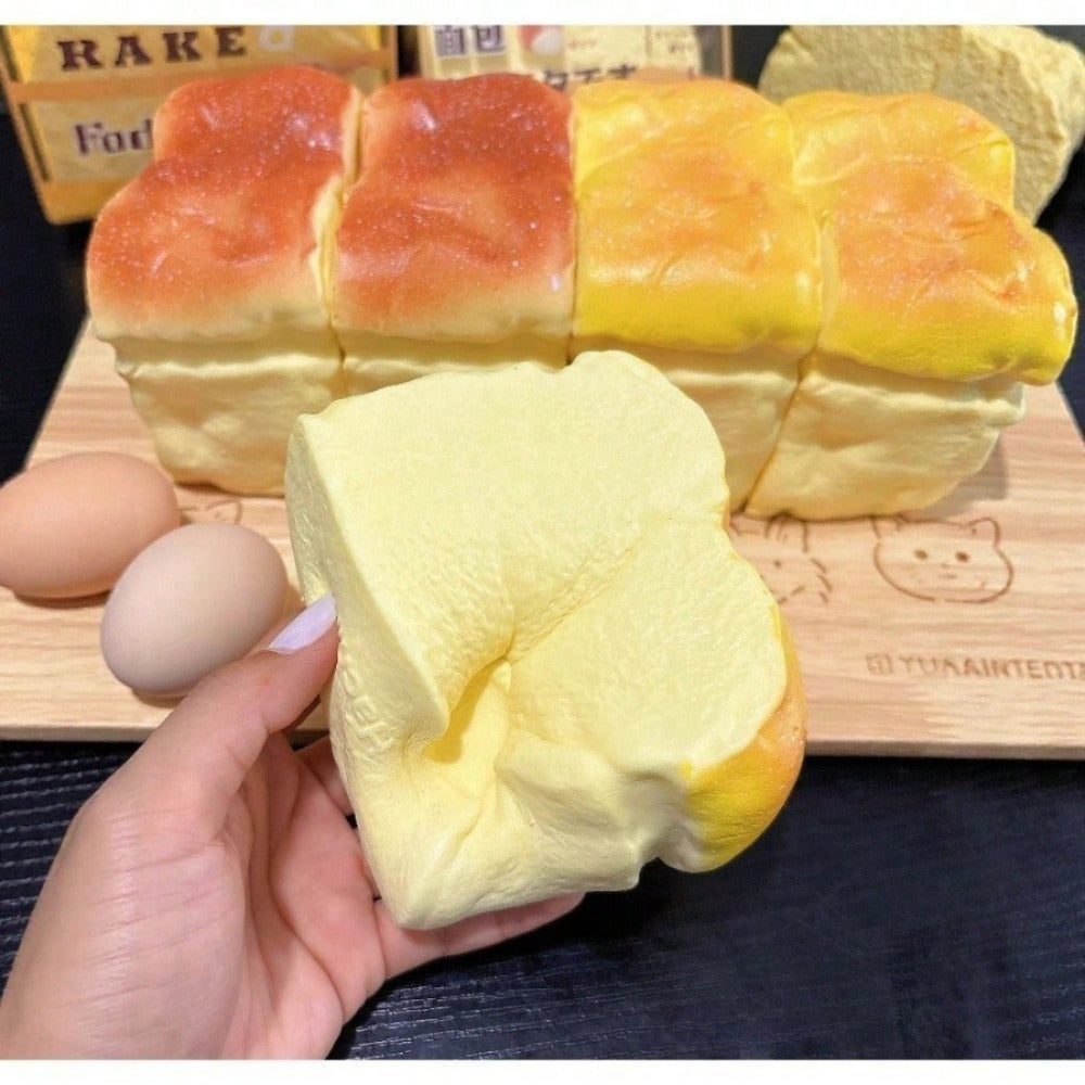 Squishy Bread Slow Rising Stress Toy, Skin-Touch Simulated Bread Fidget Squeeze Toy Desk Decor Anxiety Gift for Kids Adults