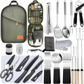 Camping Cookware Set, 31-Piece 304 Stainless Steel Camp Kitchen Tool Kit with Knives, Board and Organizer Bag