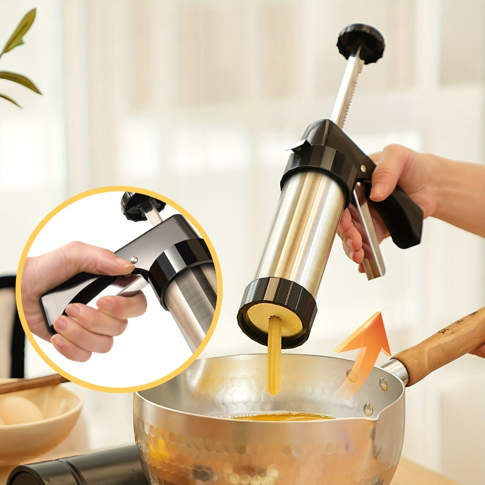 Cookie Press Biscuit Machine 8pcs, Heavy Duty Manual Spanish Cookie Maker with 8 Discs, No Electricity Required, Three-Stable System
