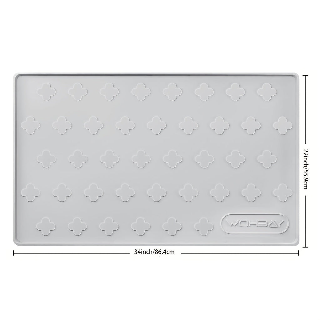 Cat Litter Mat XXL Silicone 34x22 Inch – 3-in-1 Waterproof Non-Slip Litter Trapping Mat with Raised Edges Easy Clean Foldable Pet Feeding