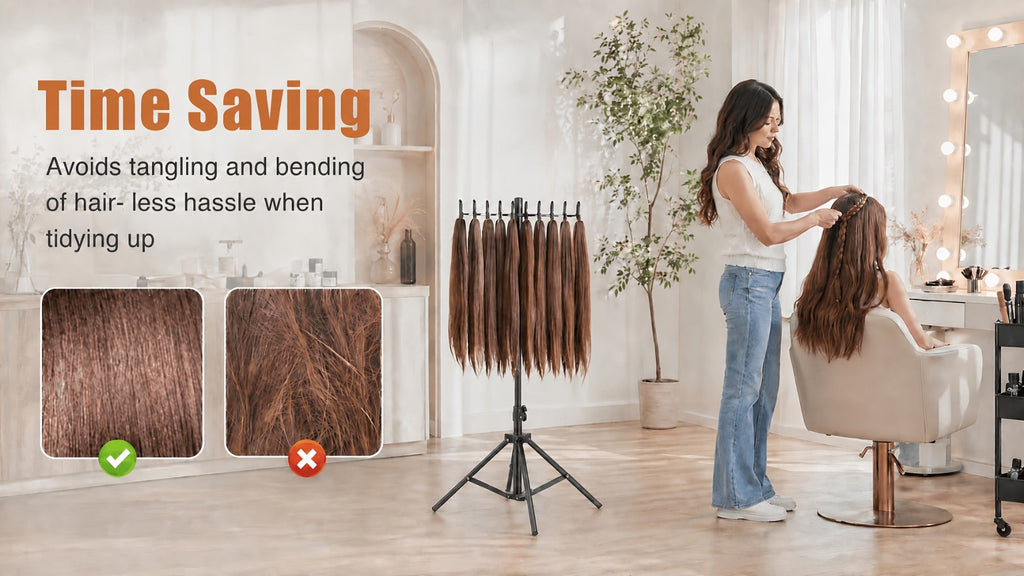 Braiding Hair Rack Hair Styling Tool with 144-Strand Layout, 30-50-Inch Height and Foldable Stand