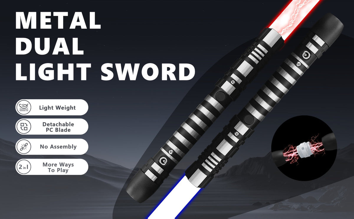 Light Up Dueling Saber 78" with 16 Color Lights & 3 Movie Sounds, 2-in-1 Dark Phantom Sword Single or Double Player