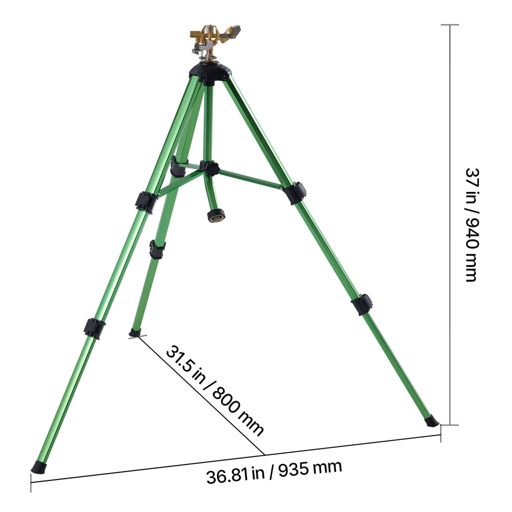 Garden Sprinkler Tripod 360° Rotating Brass Head Lawn Irrigation Adjustable Height