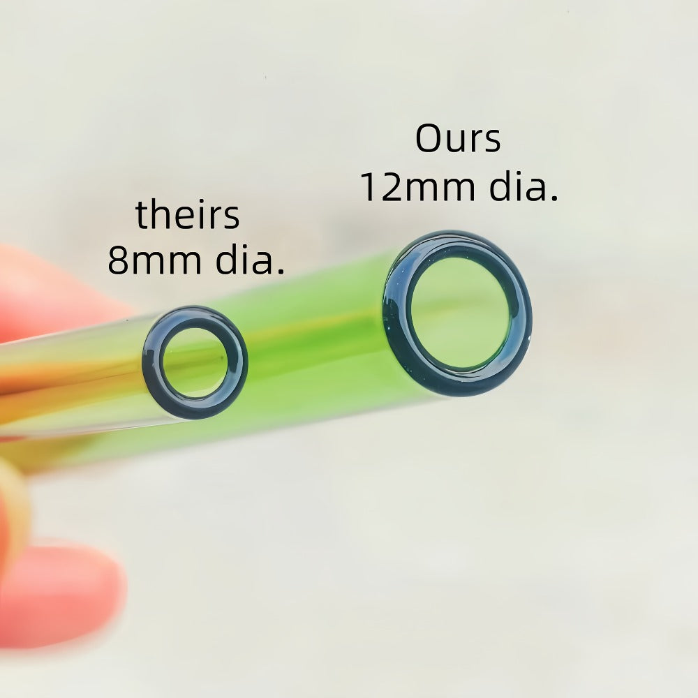 Borosilicate Glass Straws 10pcs Reusable Clear 12mm Wide, Heat Resistant 150°C for Entryways, Bedrooms and Living Spaces