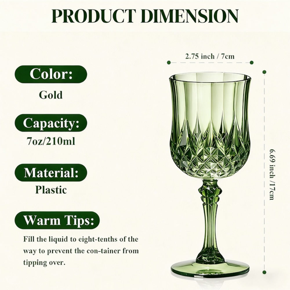 Plastic Crystal Champagne Goblets 48pcs Shatterproof Stackable 7oz Reusable Wine Glasses for Wedding Party Christmas Halloween Elegant