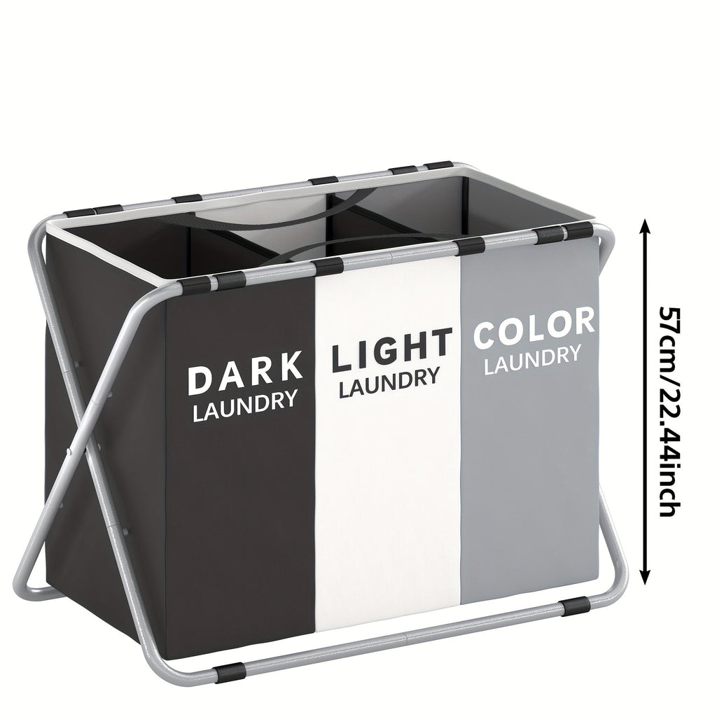 Fabric Laundry Sorter Hamper with Carry Handles in Two- or Three-Section Designs and 57 or 70cm Height Options