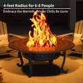 43-Inch Round Fire Pit Table with Two Cooking Grates, Center Lid, Perforated Bowl and Long Poker